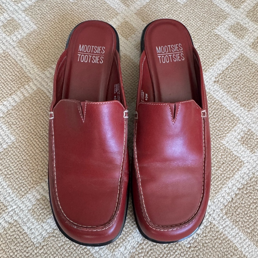 Mootsies Tootsies Leather Mule Loafers Burgundy Slip On Classic Size 8.5 - Picture 8 of 10
